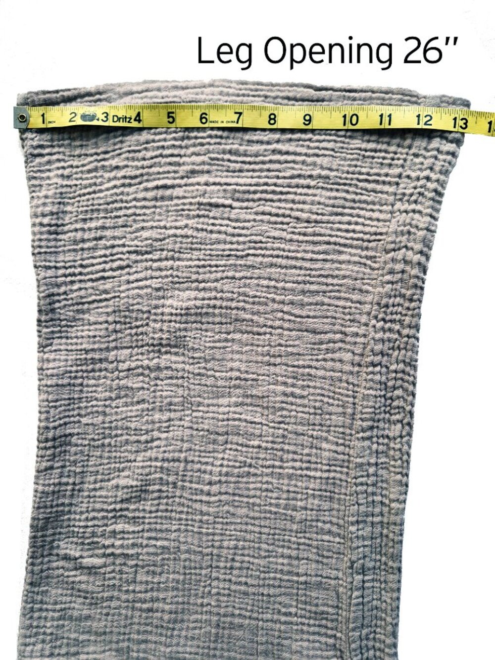 Cotton Gauze Beige Drawstring Waffle Texture Lightweight Wide Leg Ankle Length M - Picture 12 of 13
